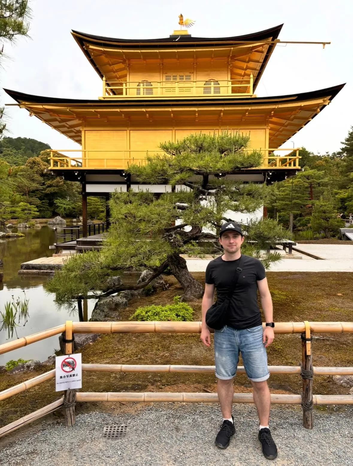 Adam in front of the Golden Pavilion in Kyoto, Japan